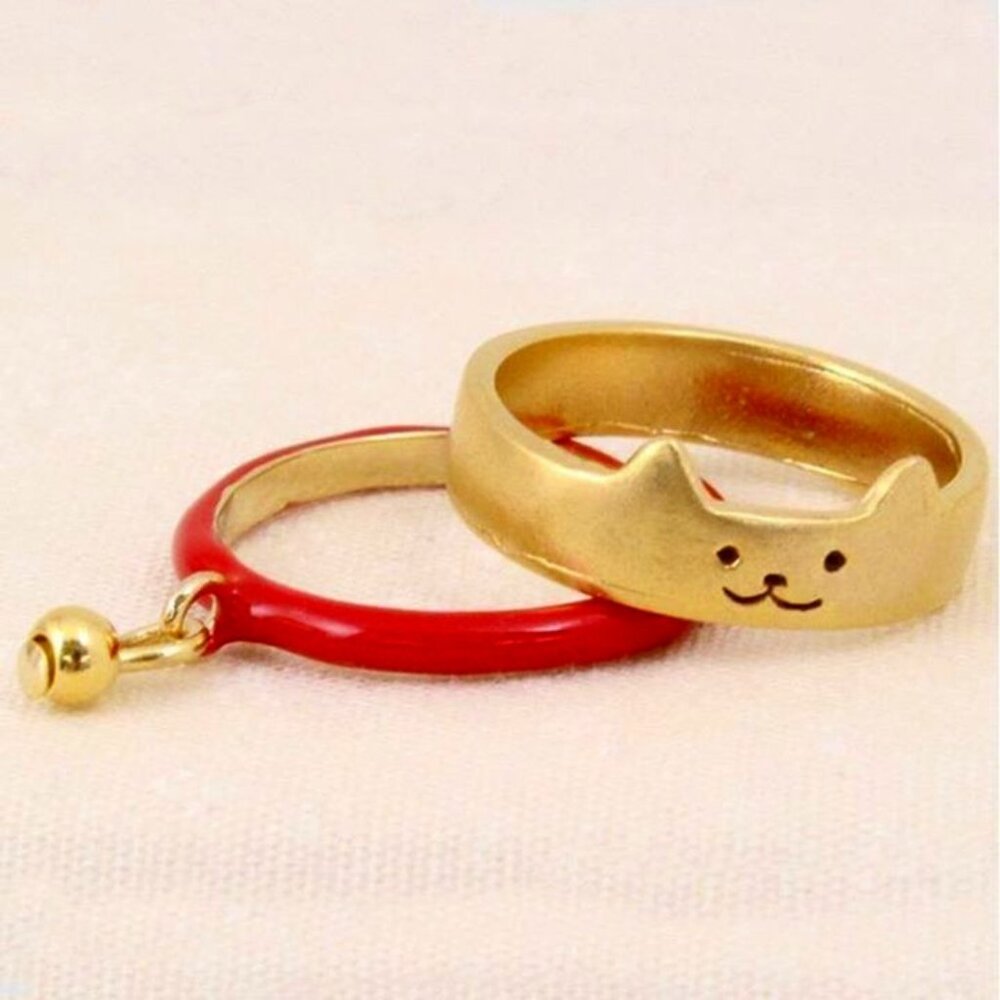 1 pair, cute cat rings